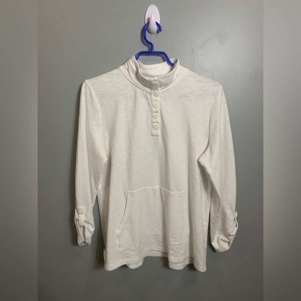 Talbots White Relaxed Fit Casual Button Down Shirt